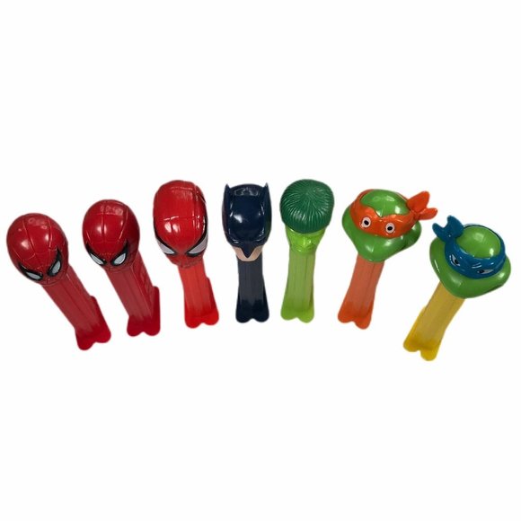 Pez Candy Dispensers VTG Super Hero Set of 7 Spiderman TMNT Batman Hulk Marvel - Picture 2 of 11